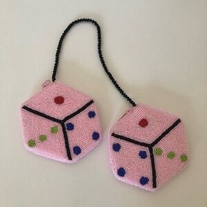 Pink Beaded Dice Coin Purse